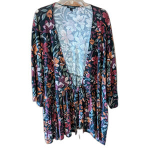 Torrid Floral Knit Tie Front Shrug Jacket Black Rust Sz 6X Whimsigoth Balletcore